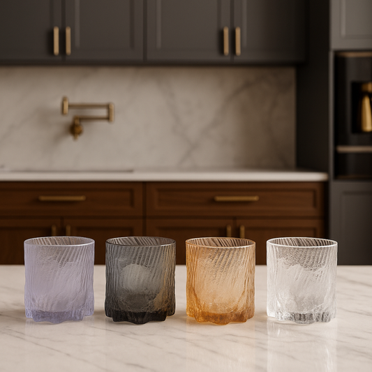 Elegant Frosted Glasses – Set of 4 Modern Colors | Adornia.pk