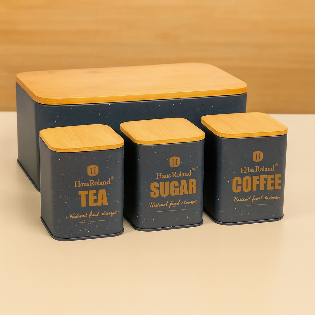 HausRoland Deluxe Bread Bin & Canister Combo Set - Grey