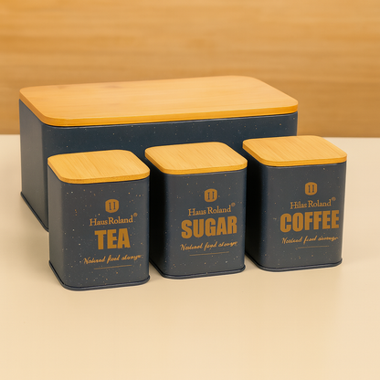 HausRoland Deluxe Bread Bin & Canister Combo Set - Grey