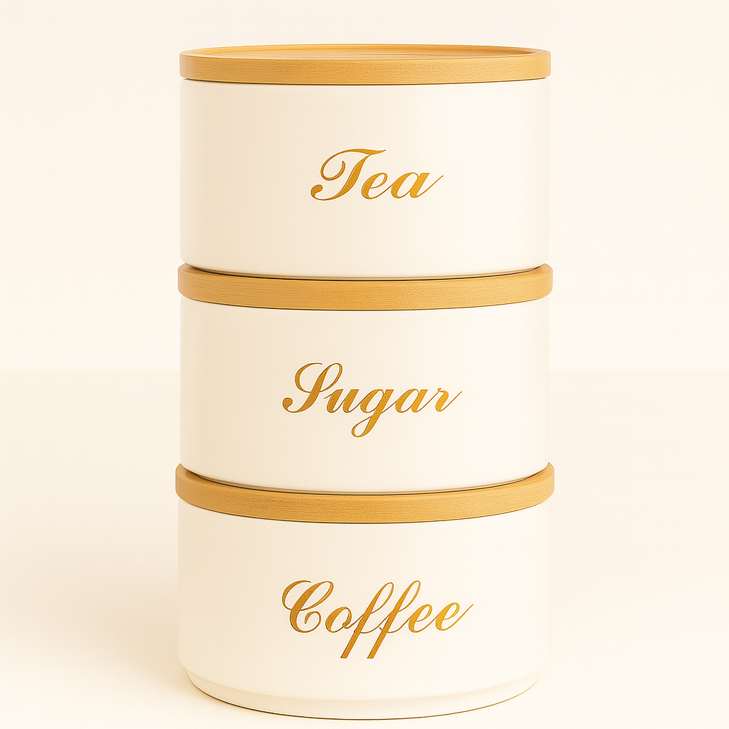 Stacking Metal Canister Set - White