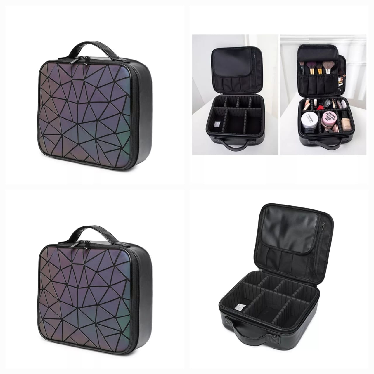 Diamond Pu Travel Cosmetic Bag - Large