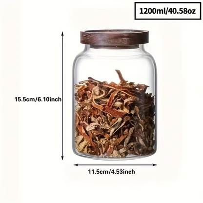 Glass Storage Canister with Airtight Bamboo Lid – Clear Kitchen Jar (1200ml / 2000ml / 2400ml)