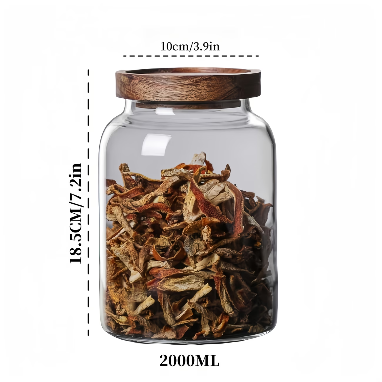 Glass Storage Canister with Airtight Bamboo Lid – Clear Kitchen Jar (1200ml / 2000ml / 2400ml)