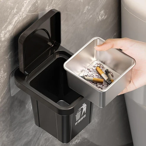 Wall Mounted Ashtray, Outdoor Smokeless Metal Ashtray for Home, Desktop Ashes for Office and Smoking Areas