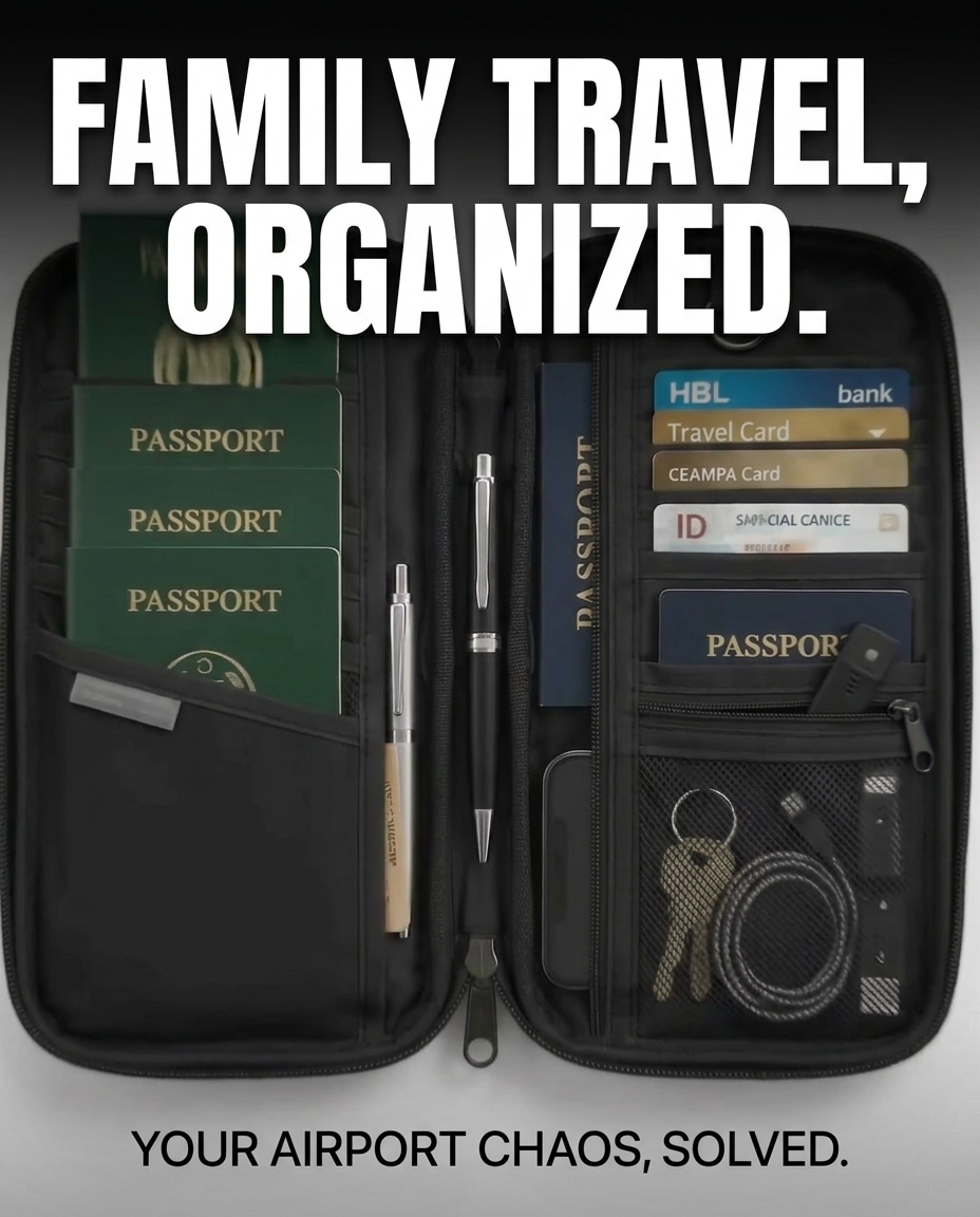 Waterproof Family Passport Holder Travel Wallet – Multi-Passport & Document Organizer