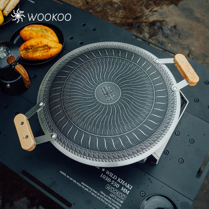 Stainless Steel Honeycomb Tawa with Wooden Handle – Non-Stick 304 SS Tawa in Pakistan | Adornia.pk