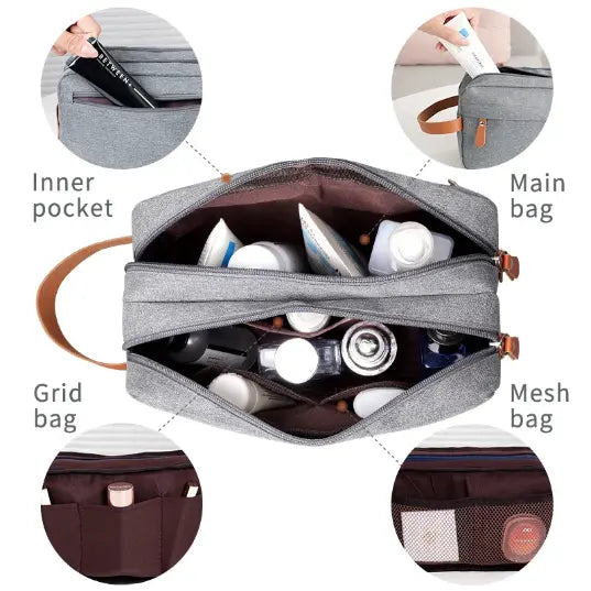 Dual Pocket Travel Toiletry Bag – Waterproof Hanging Travel