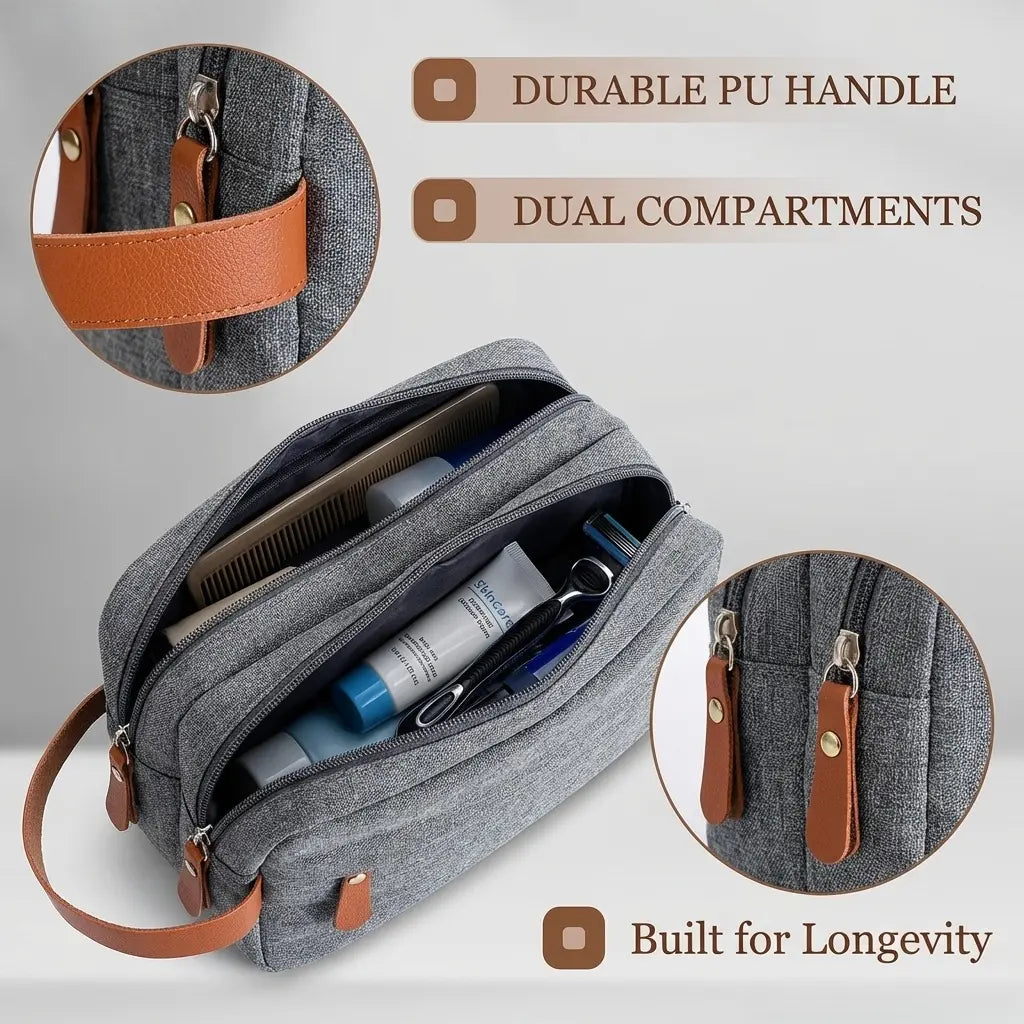 Dual Pocket Travel Toiletry Bag – Waterproof Hanging Travel