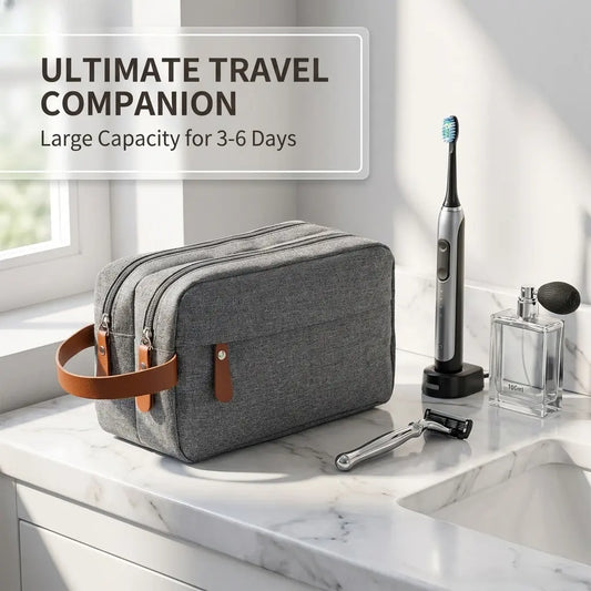 Dual Pocket Travel Toiletry Bag – Waterproof Hanging Travel
