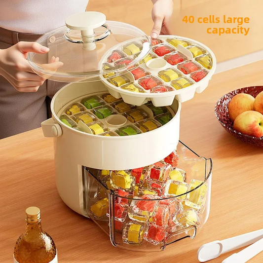 Portable Round Ice Bucket – Drawer Style Large Capacity Ice Tray