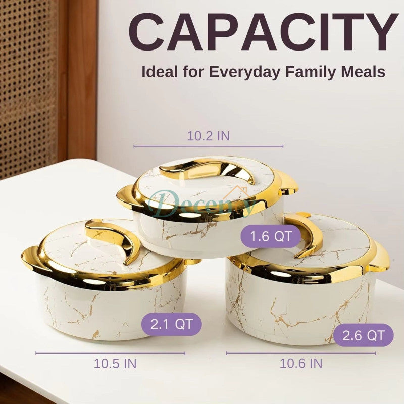 3-Piece Insulated Casserole Hot Pot Set – Thermal Food Warmer with Lids (1.5L + 2L + 2.5L)