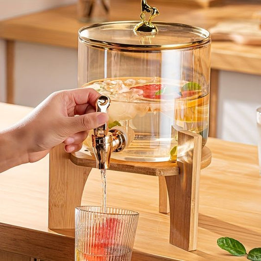 New Exquisite Style Beverage Dispenser With Wooden Base