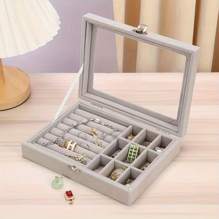 Velvet Rings & Earrings Organizer Storage Box