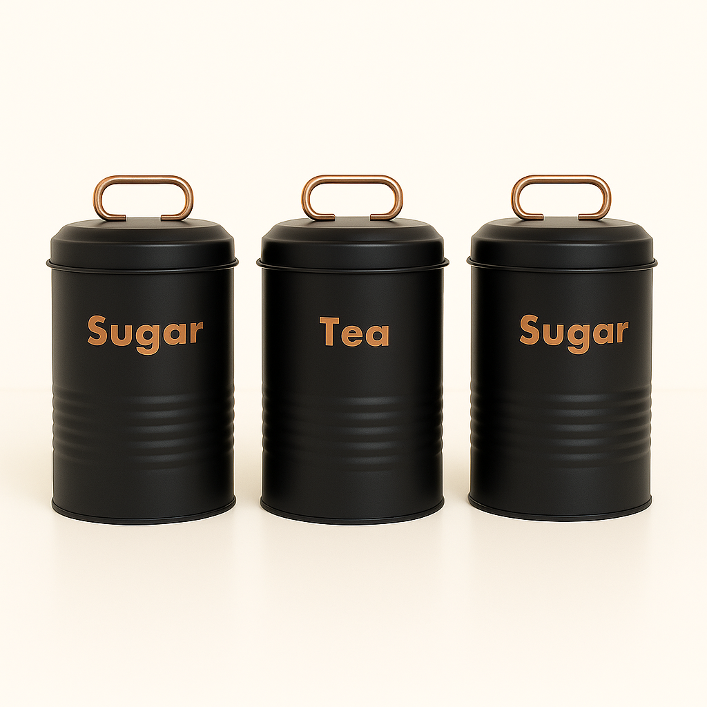 Vintage Metal Canister Set - Black