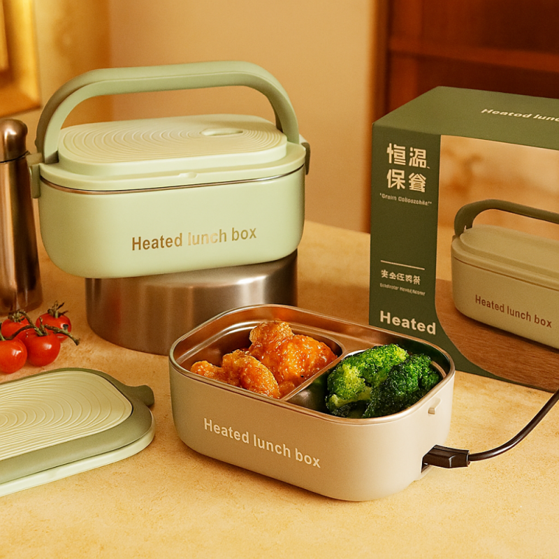 ELECTRIC HEATED LUNCH BOX WITHOUT WATER INJECTION – 304 STAINLESS STEEL, PLUG-IN CONSTANT TEMPERATURE FOR OFFICE USE