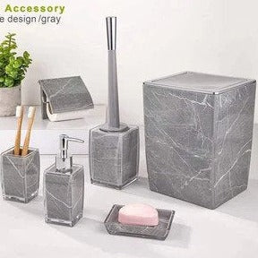 6 Pcs Classic Marble Design Bathroom Set