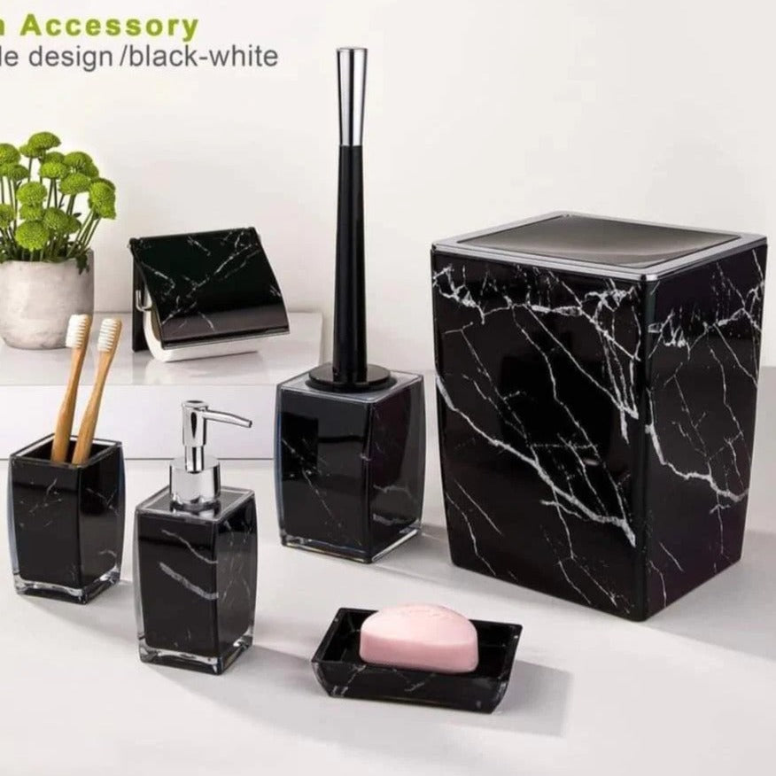 6 Pcs Classic Marble Design Bathroom Set