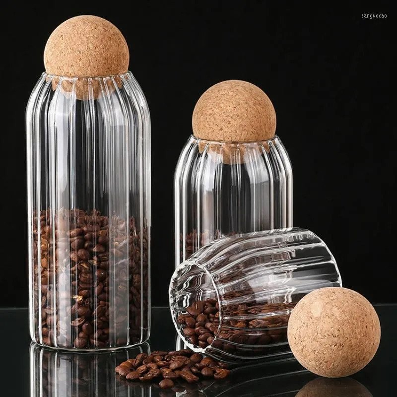 Glass Jar with Round Ball Cork-Pack of 3