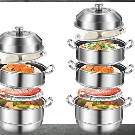 Steamer pot, Soup pot, Hot pot stainless steel(Size : 34cm)