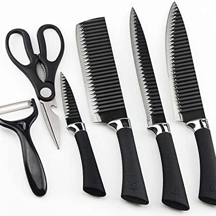 6 pcs Stainless Steel Black Knife Set