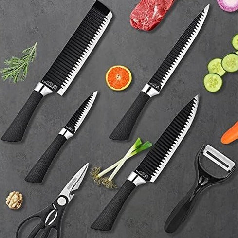 6 pcs Stainless Steel Black Knife Set