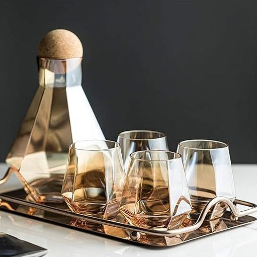 Crystal Glass Hexagonal Pitcher Water Set