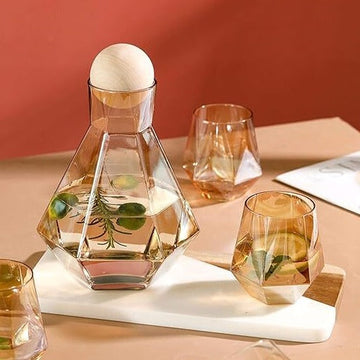 Crystal Glass Hexagonal Pitcher Water Set