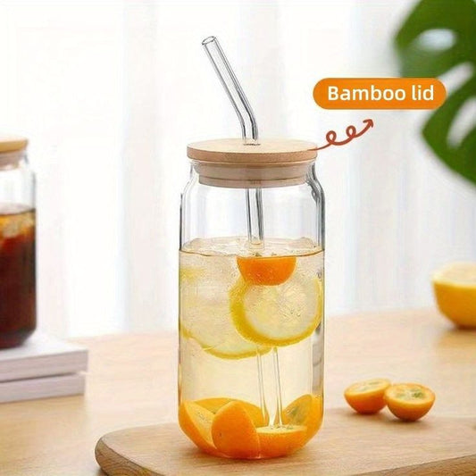 Glass With Lid And Glass Straw 350 ML Capacity