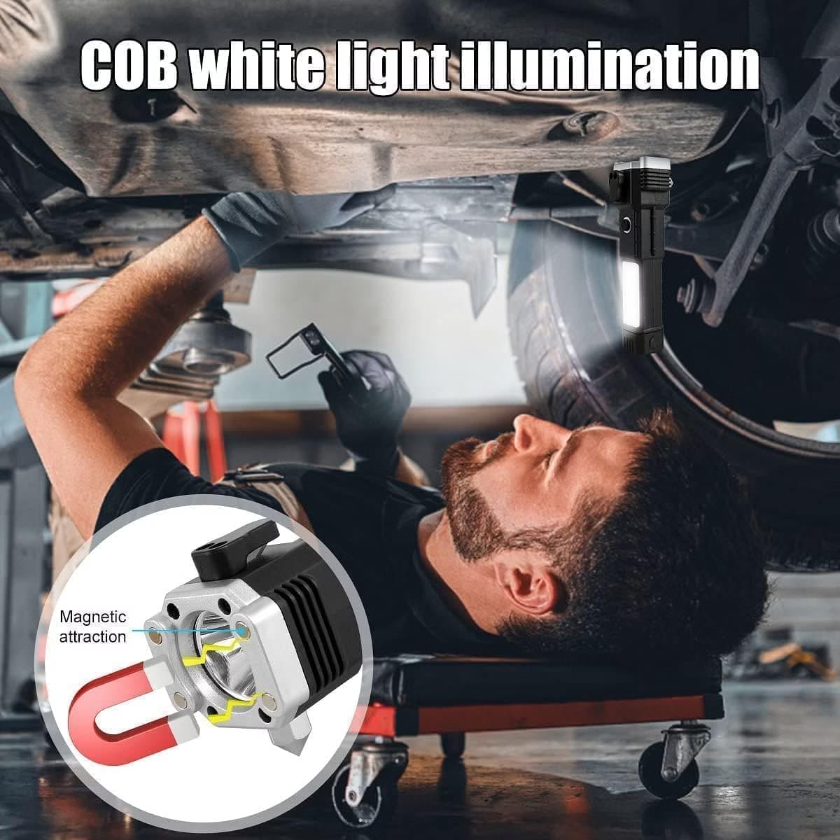 Omni Cop Flashlight, Super Bright LED Flashlight With Safety Hammer, Portable Work Light, Outdoor Adventure Lighting, Long Distance Beam Rescue Flashlight, Multifunctional 4 Modes Flashlight, Torch with Hammer Window Glass and Seat Belt Cutter