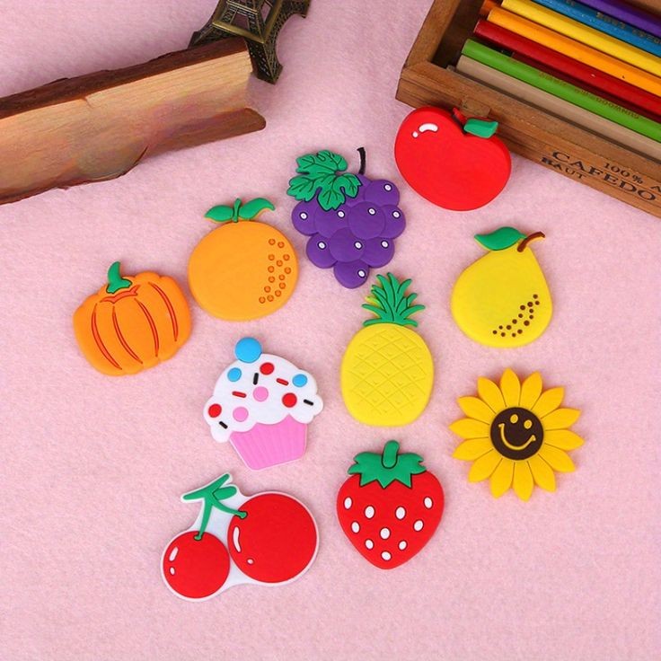 6 Pcs Fruits & Veggies Fridge Magnets