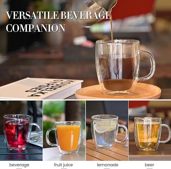 Double Wall Glass Coffee Mug 350 ML Capacity