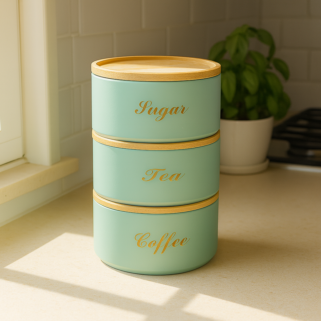 Stacking Metal Canister Set - Mint Green