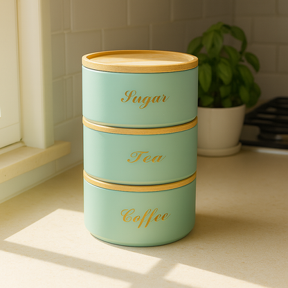 Stacking Metal Canister Set - Mint Green