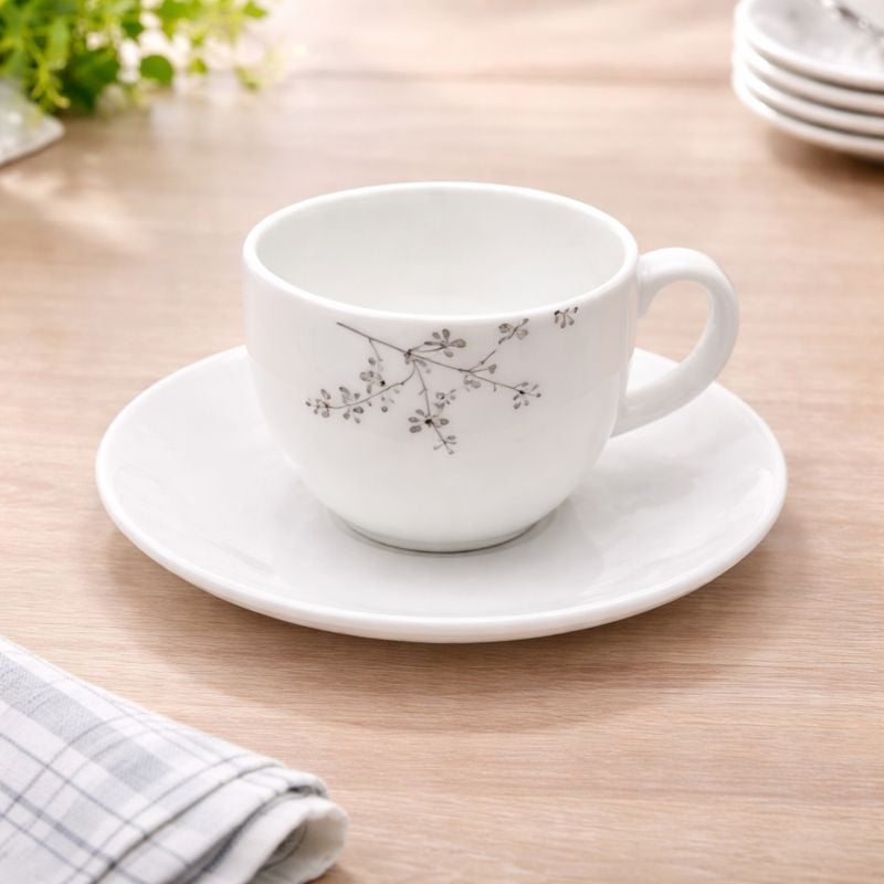 6PCS Cup & Saucer Elegant Gray – Modern Ceramic Tea & Coffee Set