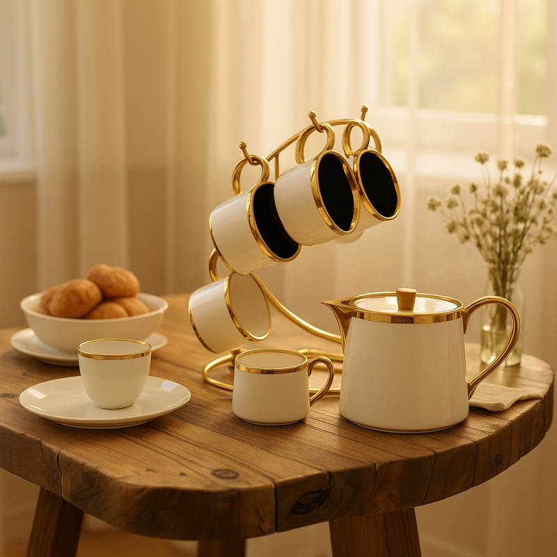 Exclusive 7-Piece Tea Set with Stand – Elegant Serving Set | Adornia.pk