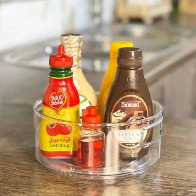 Limon Multi-Use Acrylic Rotatable Tray with Handles – 360° Serving & Storage Organizer (2149) | Adornia.pk