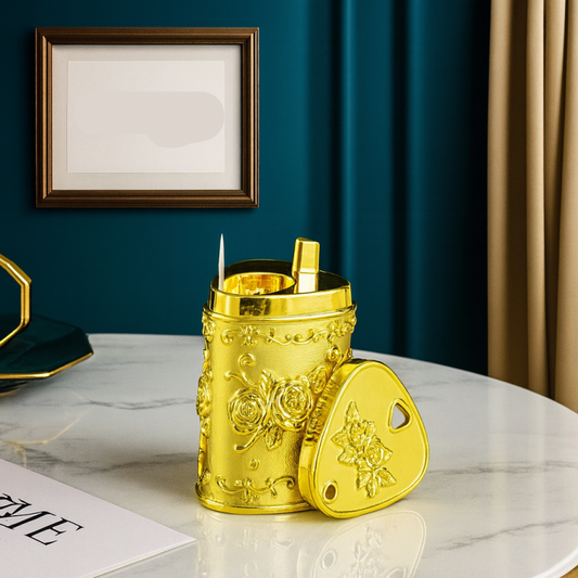 Luxury Gold Leaf Push-Up Toothpick Holder