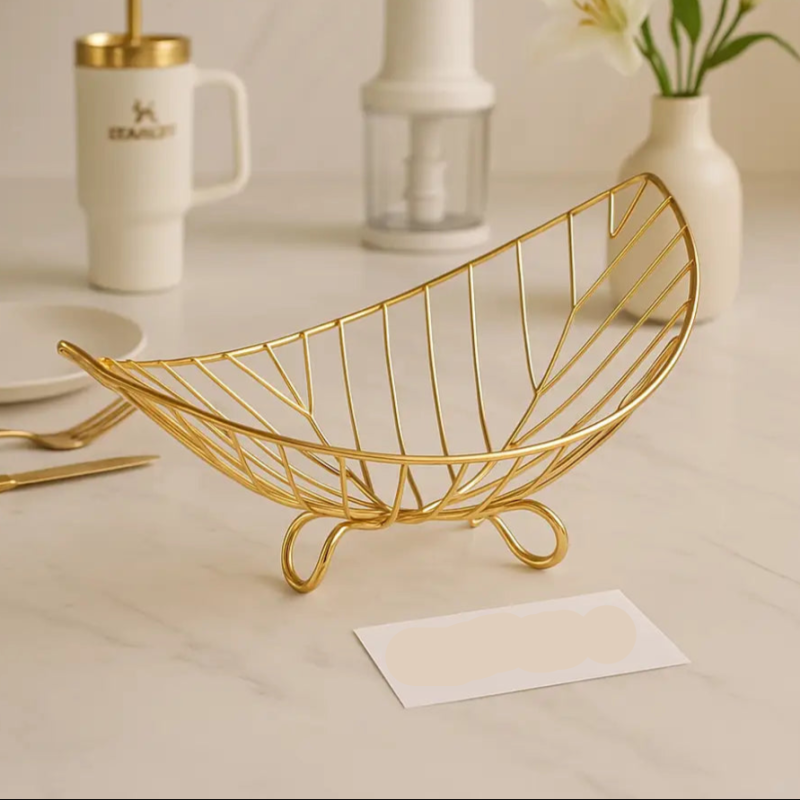 Golden Luxe Wire Fruit Basket – Premium Decorative Bowl for Kitchen & Dining