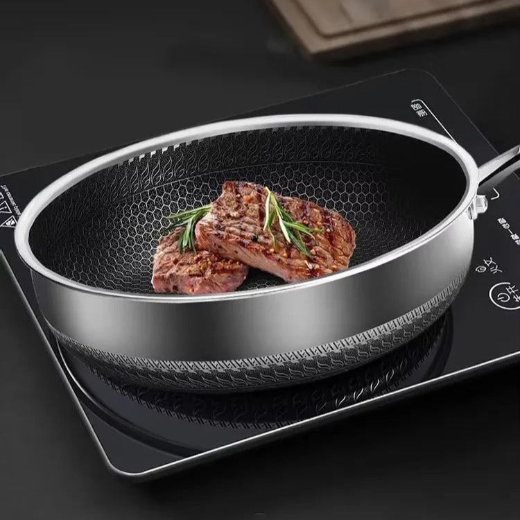 Honeycomb Laser Coated Stainless Steel Frying Pan