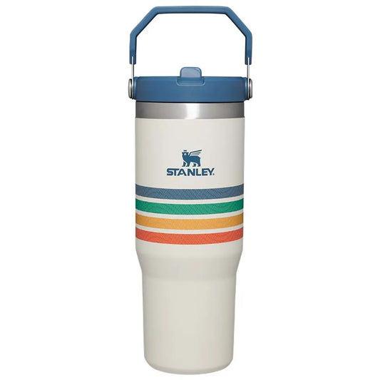 The IceFlow™ Flip Straw Tumbler | 30 OZ - Cream Strip