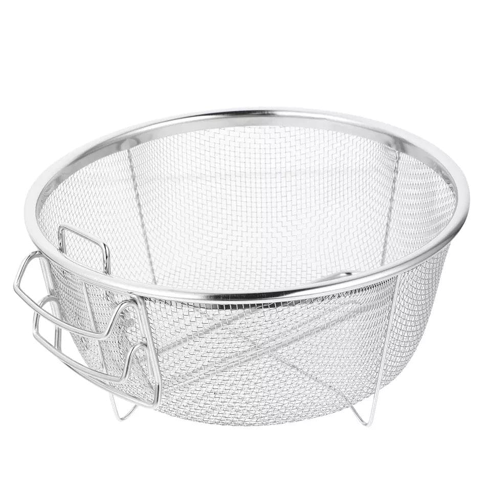 Kitchen Stainless Steel Chips Deep Fry Baskets, Food Presentation Strainer, Potato Chef Colander Tool Frying French Fries Basket, Fryer Mesh Fries Skimmer, Steel Wire Handle Colander Serving Net Holder