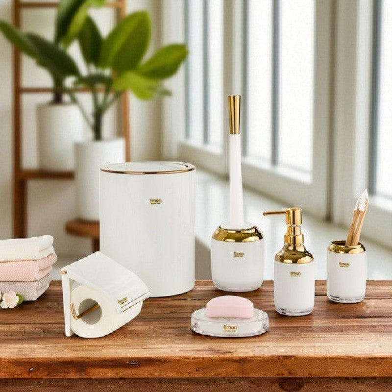 Limon 6-Piece Elegant Bathroom Accessory Set – Complete Countertop Organizer for Modern Bathrooms | Adornia.pk