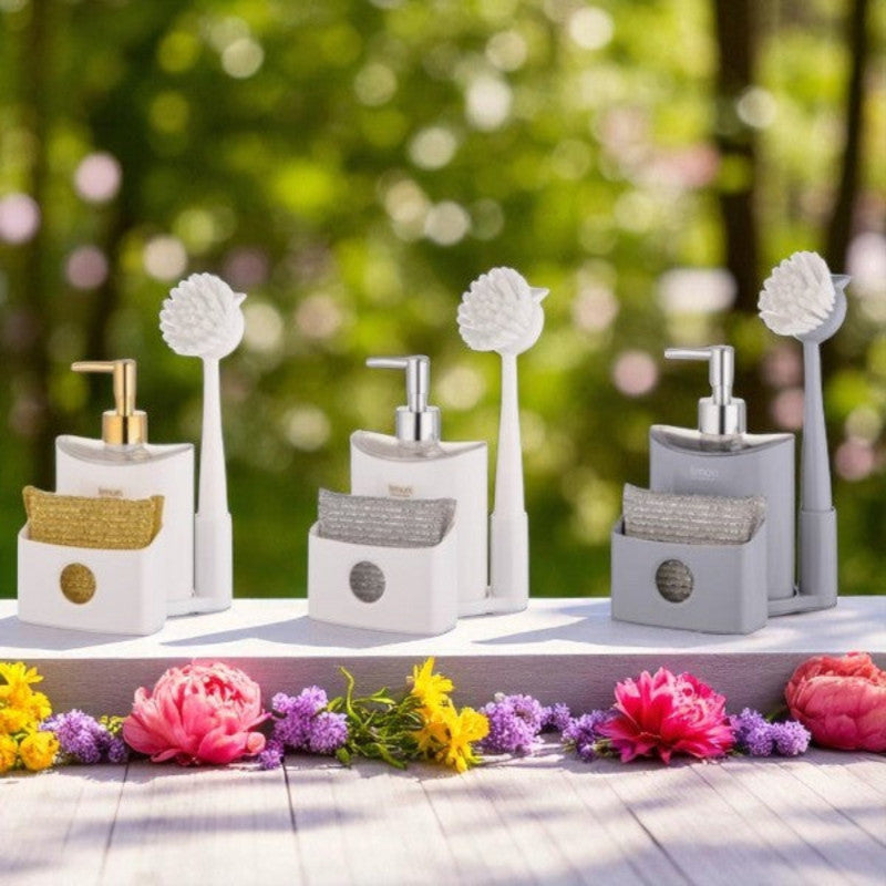 Limon Dishwashing Liquid Dispenser Set of 3 – Stylish Soap Dispenser Bottles for Kitchen & Sink Organization | Adornia.pk