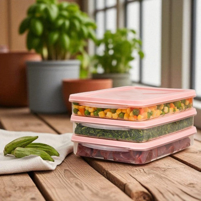 Limon 3-Piece Freezer Storage Box Set – Airtight Food Containers for Kitchen & Meal Prep | Adornia.pk