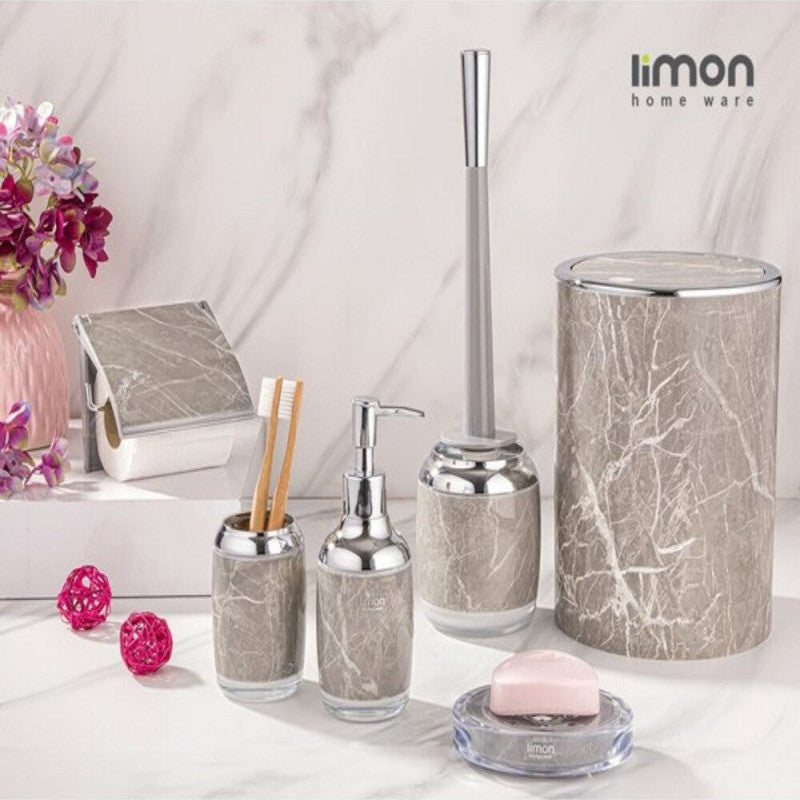 Limon Elegant Marble 6-Piece Bathroom Accessory Set – Luxury Marble Design for Modern Interiors | Adornia.pk