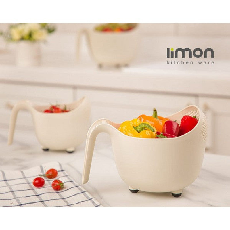 Limon Fruits & Vegetables Wash Bowl with Drainer – Multipurpose Kitchen Colander & Strainer | Adornia.pk