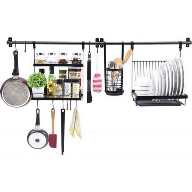Wall-Mounted Kitchen Rack Set – Space-Saving Dish Organizer
