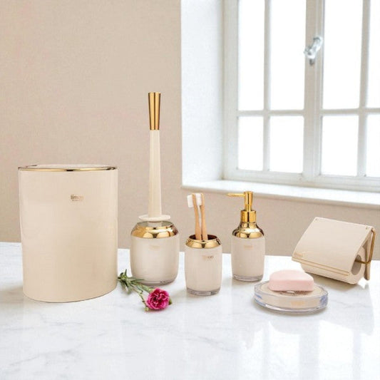 Limon 6-Piece Elegant Bathroom Accessory Set – Complete Countertop Organizer for Modern Bathrooms | Adornia.pk