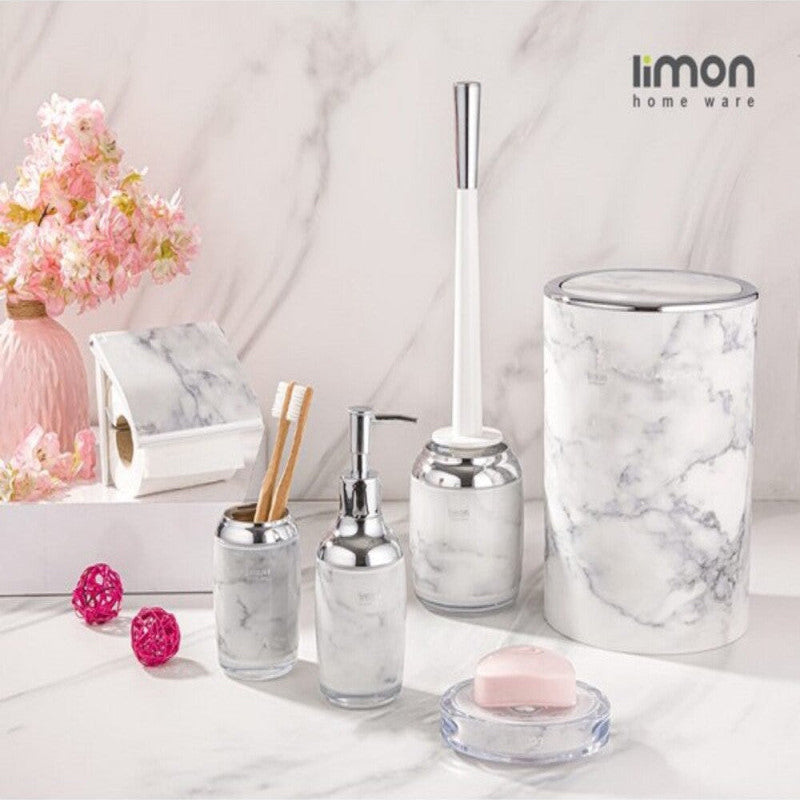 Limon Elegant Marble 6-Piece Bathroom Accessory Set – Luxury Marble Design for Modern Interiors | Adornia.pk