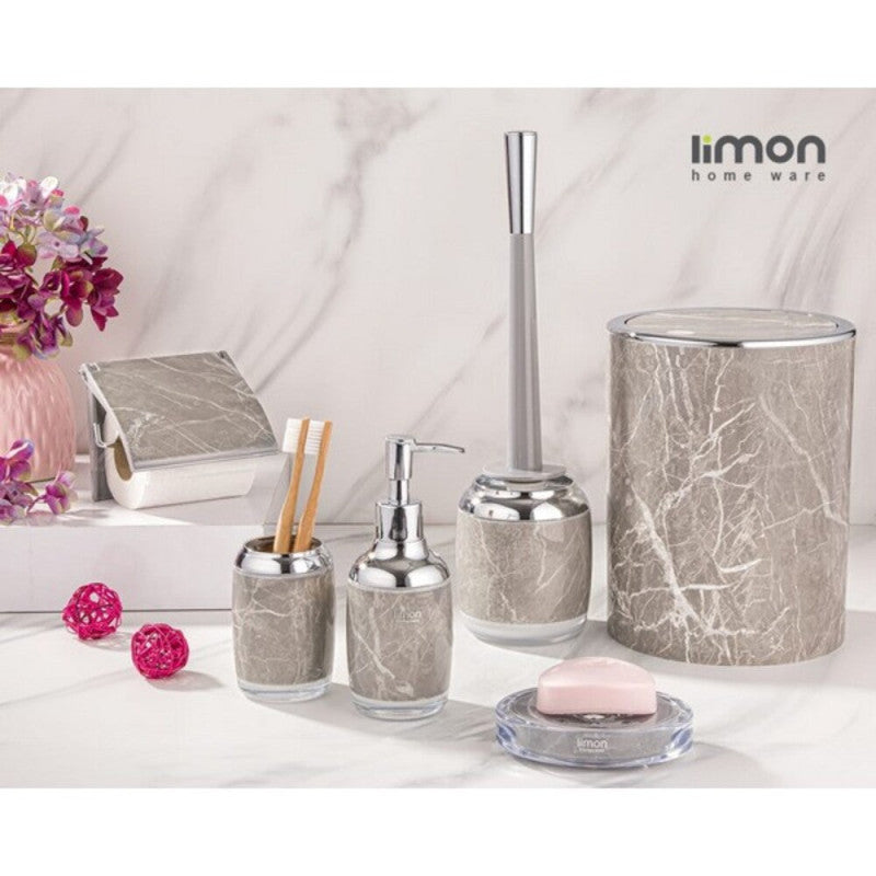 Limon Elegant Marble 6-Piece Bathroom Accessory Set – Luxury Marble Design for Modern Interiors | Adornia.pk